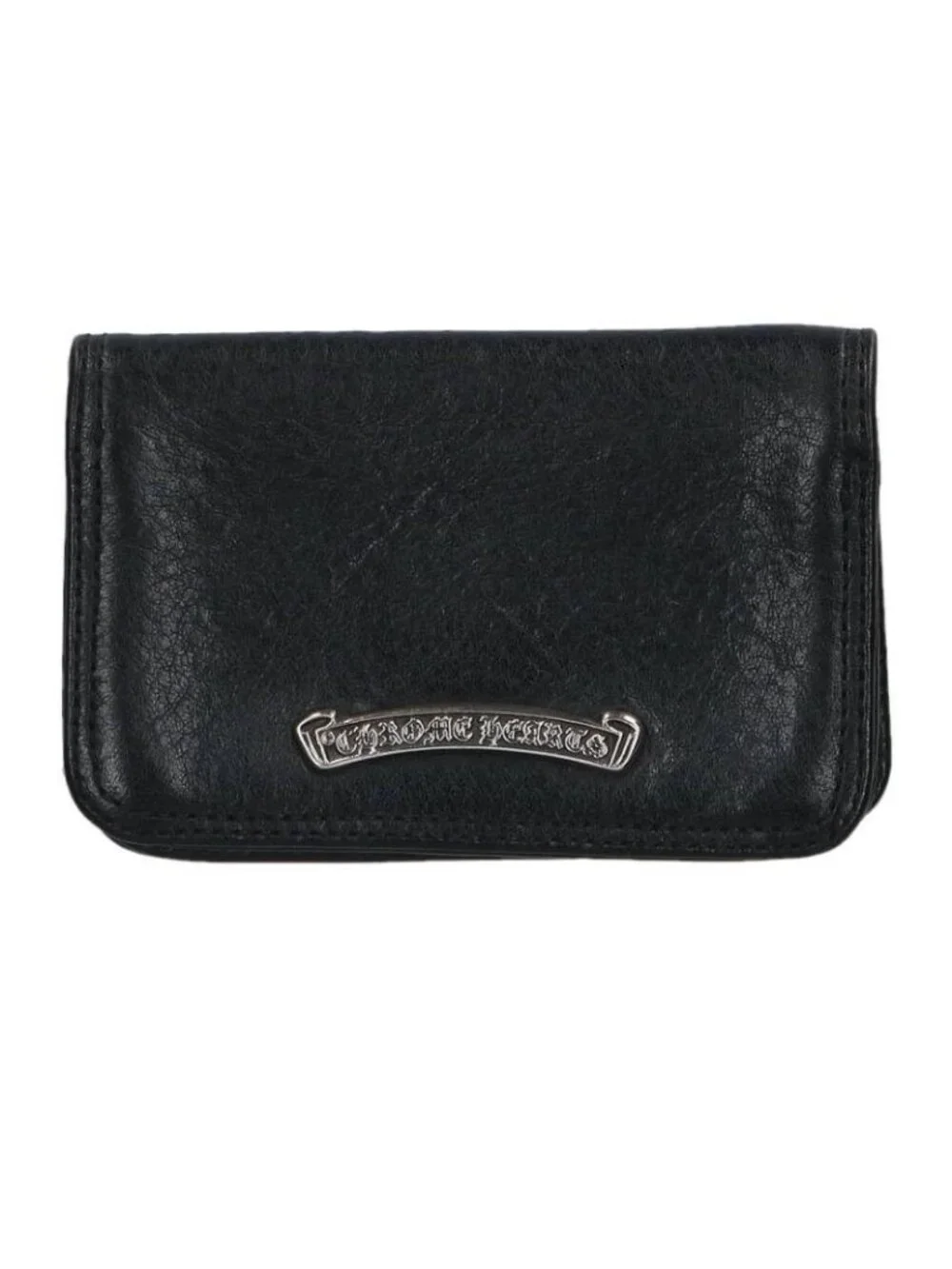 Chrome Hearts Crd Arch Logo Plate 3 Pocket Leather Card Case